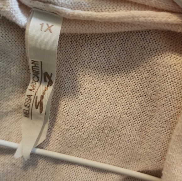 Melissa McCarthy Seven7 Mixed Media Waterfall Cardigan Light pink size 1x - Picture 4 of 6